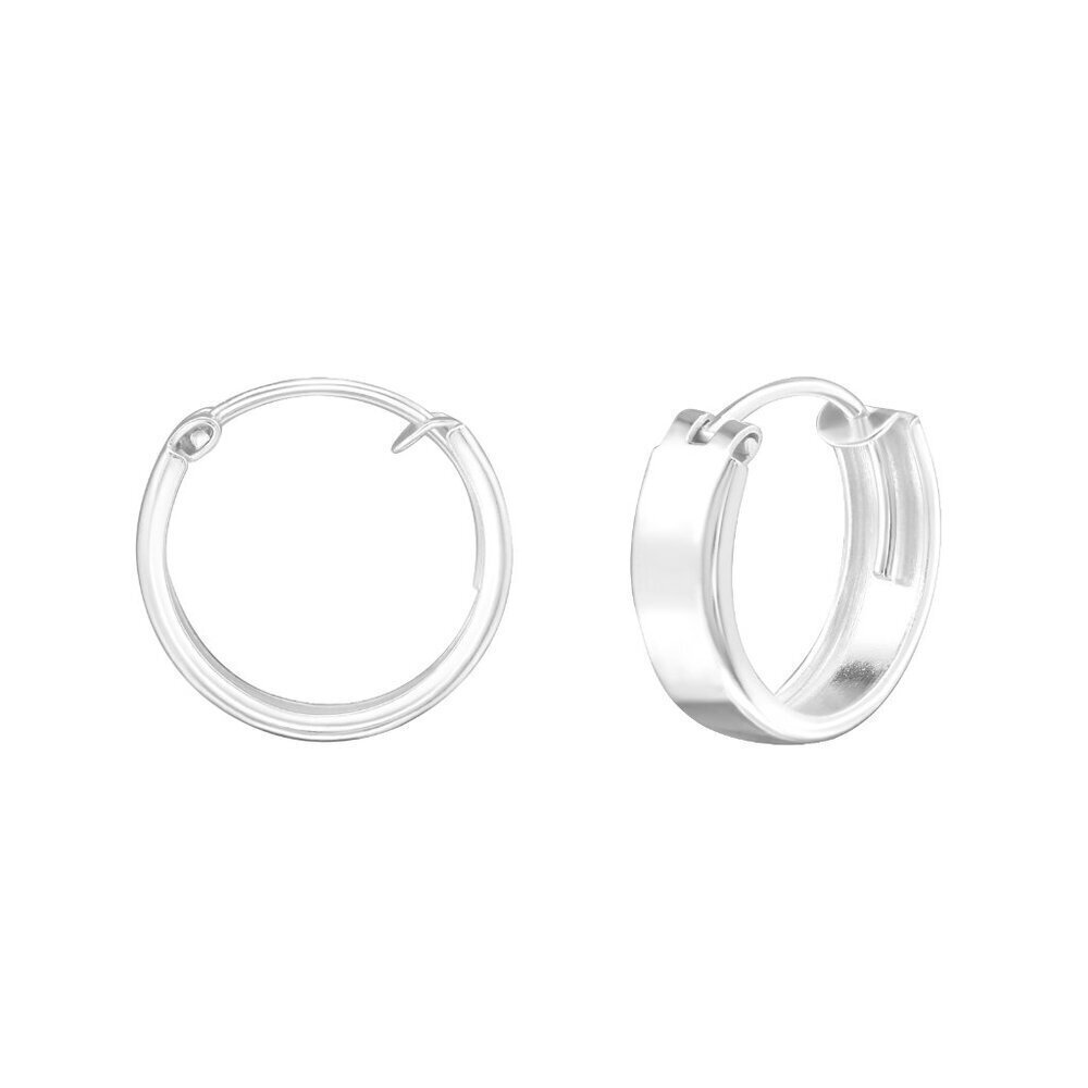 Sterling Silver Semi- Wide Small Hoop Earrings 14mm